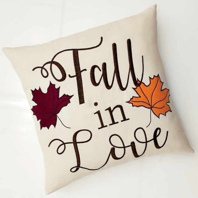Fall in Love Embroidered Accent Pillow, , large