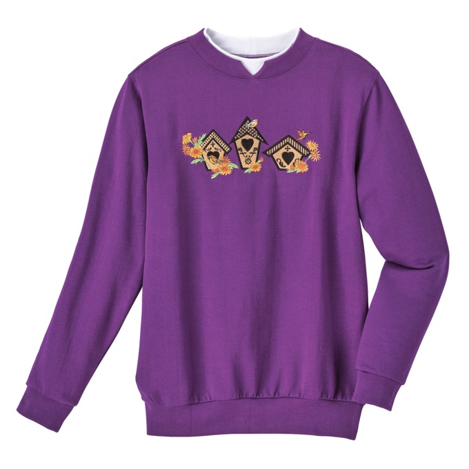 Novelty Embroidered Sweatshirt, , large