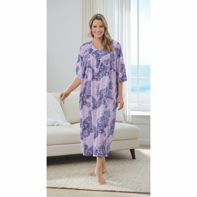Border Print Long Lounger, Lilac, large