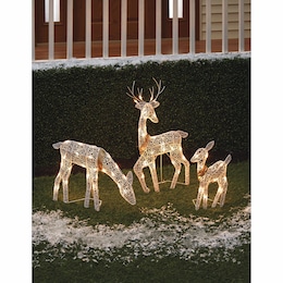 Set of 3 Lighted Deer, , large