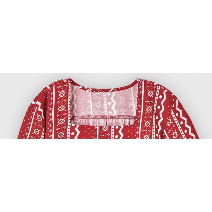 Square-Neck Flannel Nightgown, Scarlet, large