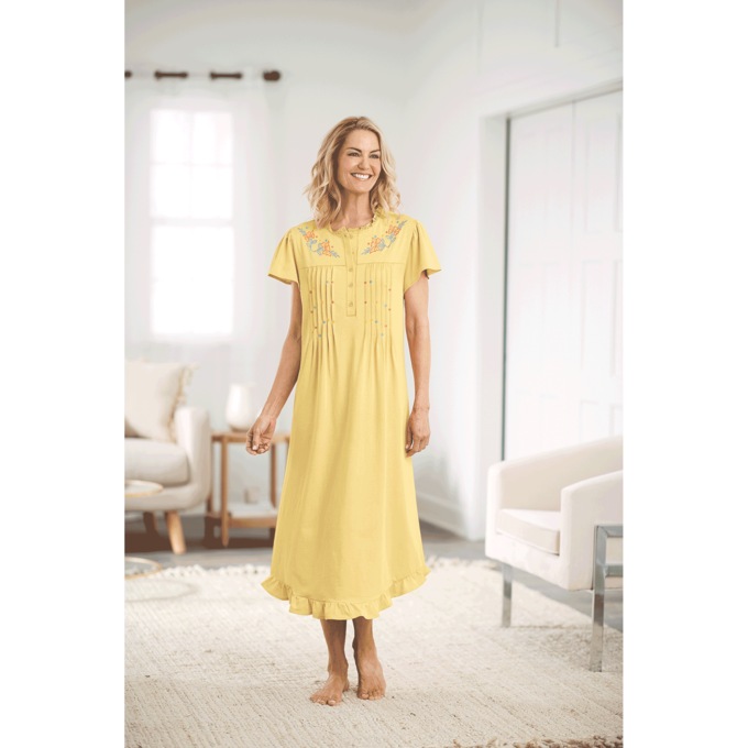 Knit Gown With Embroidery, , large