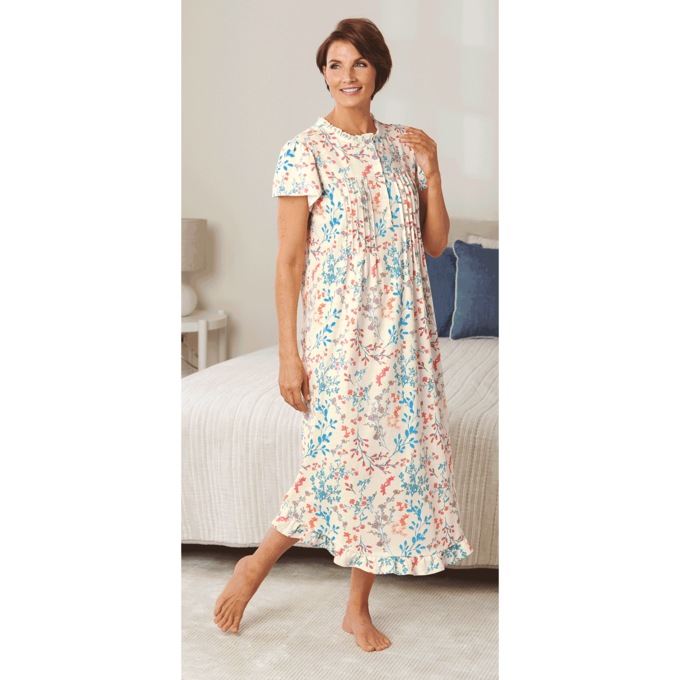 Knit Gown With Embroidery, , large