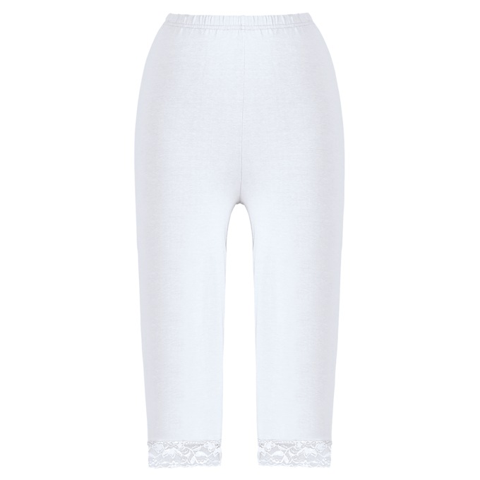 Lace-Trimmed Clam Diggers, White, large