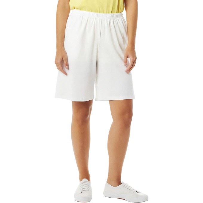 Knit Shorts - Solid and Print, White, large