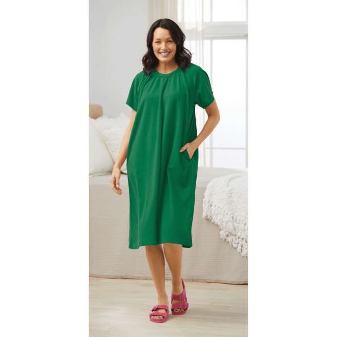 Ultra-Soft Terry Dress, Jade, large