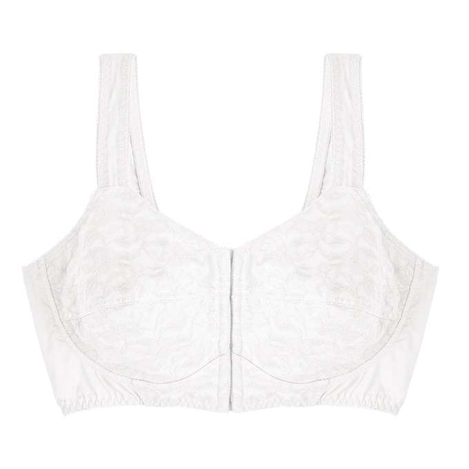 No Bones Front-Close Bra, White, large