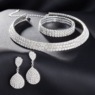 Silvertone Sparkling Crystal Jewelry Set with Necklace, Bracelet, and Earrings, , large