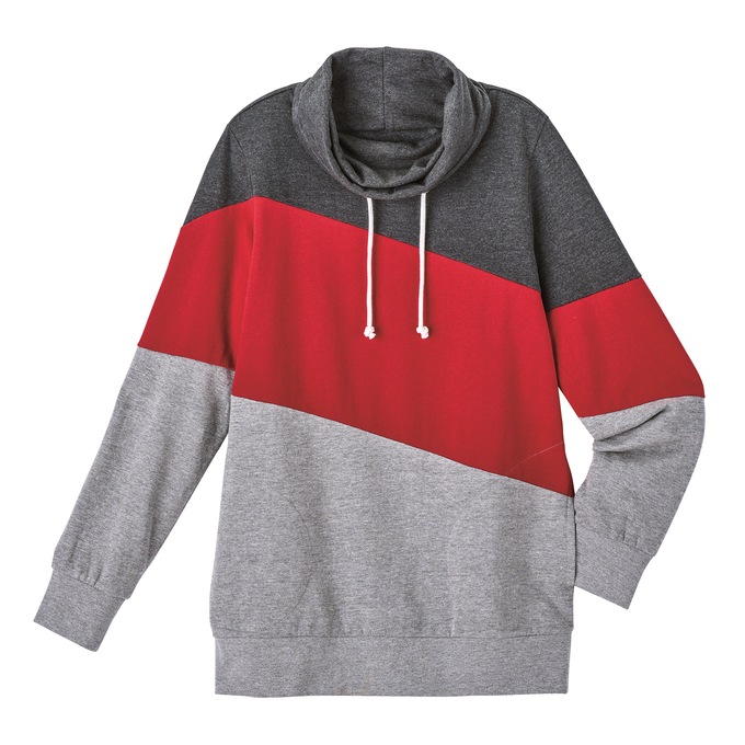Colorblock Cowl-Neck Sweatshirt, , large