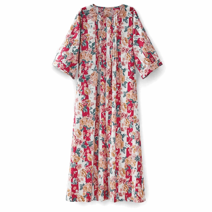 Long, Zip-Front Caftan, Cherry White, large
