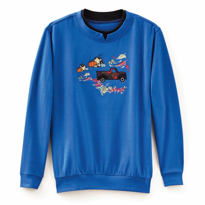 Novelty Embroidered Sweatshirt, , large