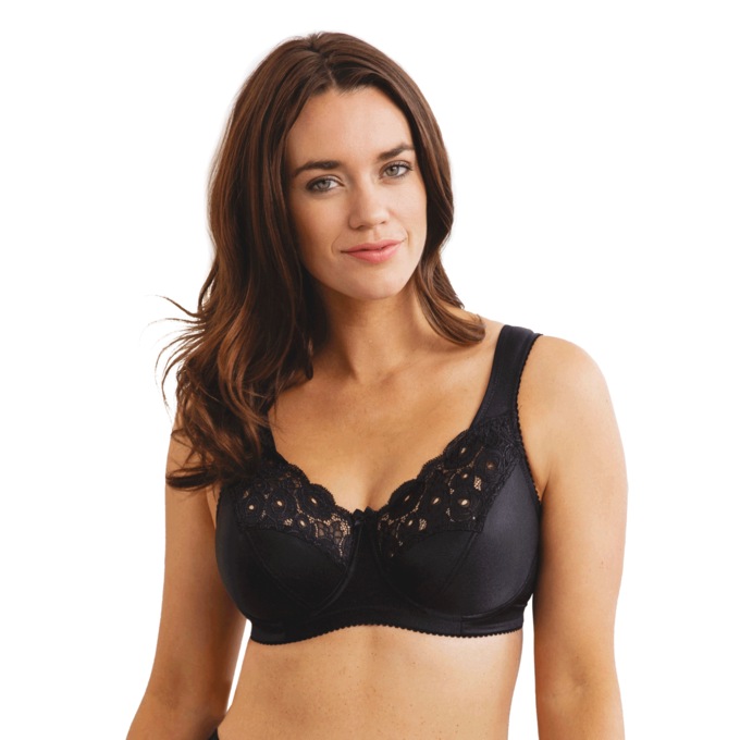 Miss Mary Underwire Side Support Bra, Black, large