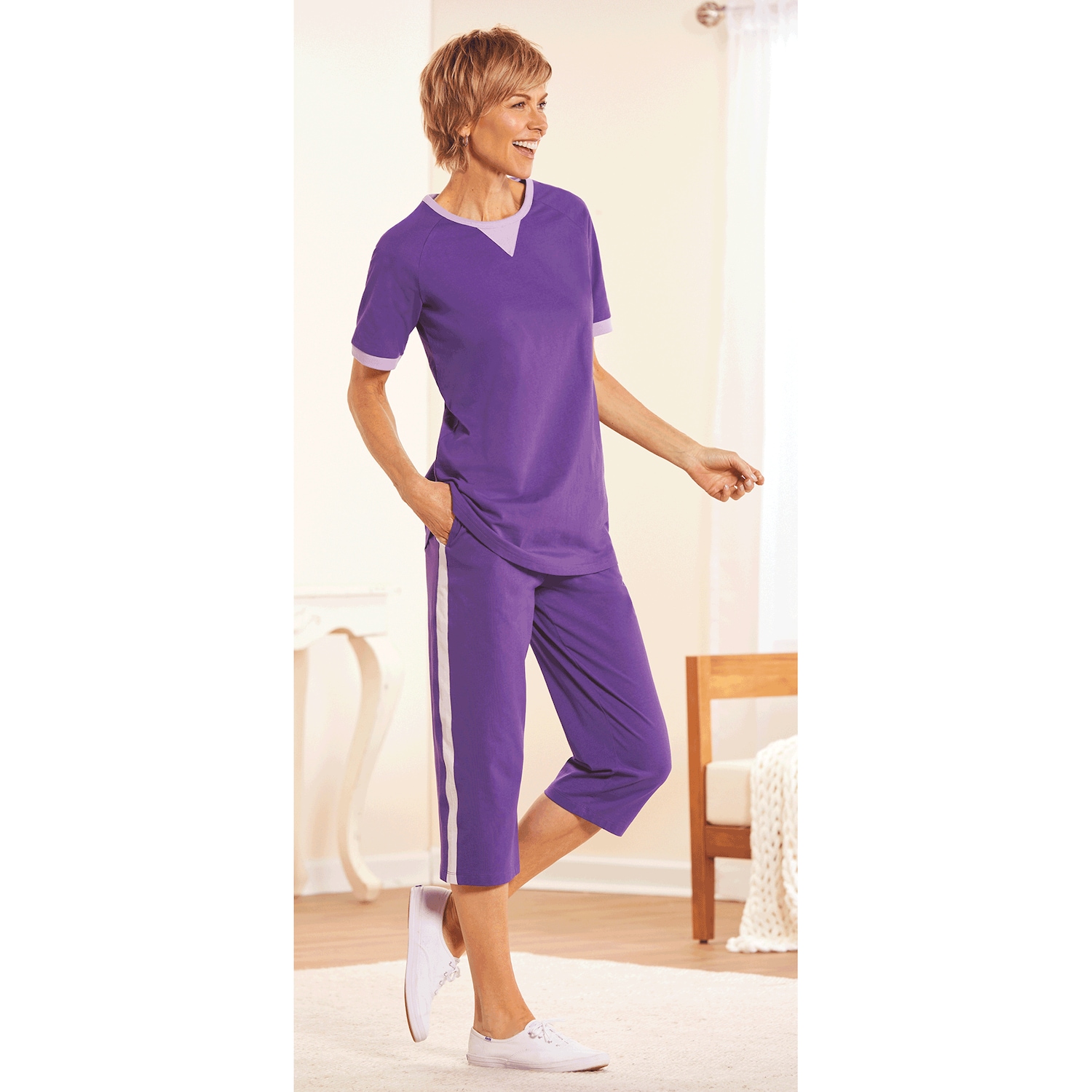 Contrast Stripe Capris Carol Wright