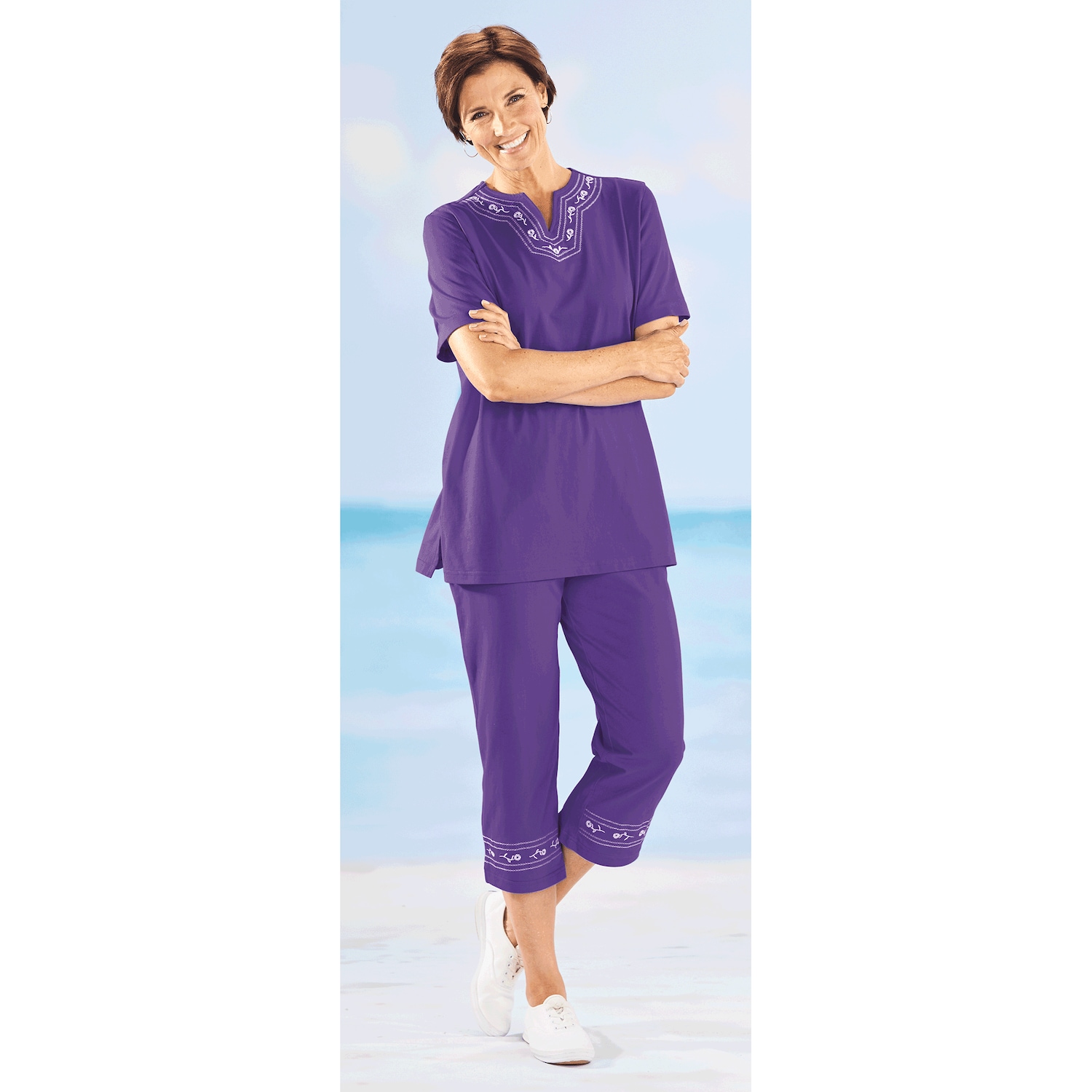 Embroidered Capri Set Carol Wright
