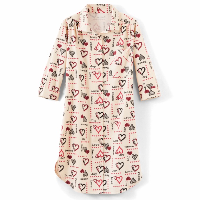 Printed Flannel PJs or Nightshirt, Love Joy and Peace, large