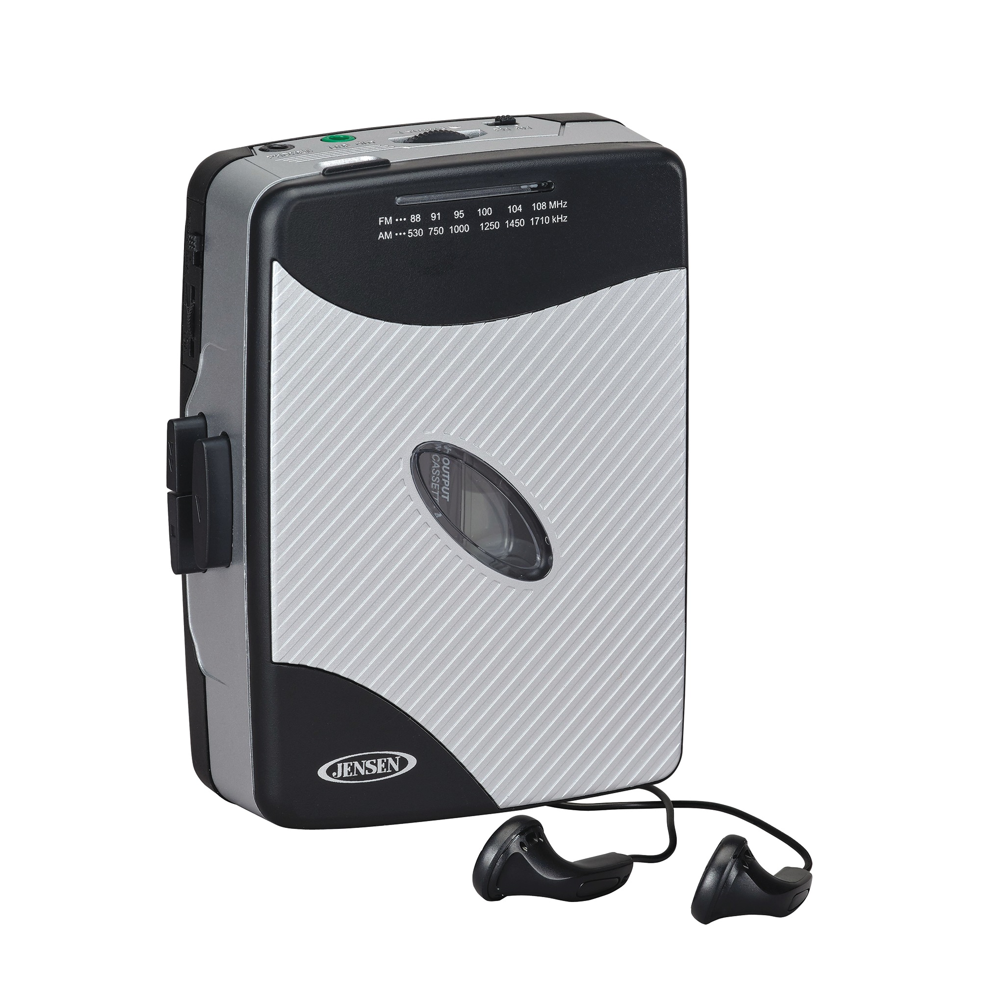 Jensen Audio Stereo Cassette Player with AM/FM Radio, Silver, large