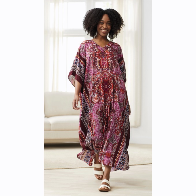 Long Satin Caftan, , large