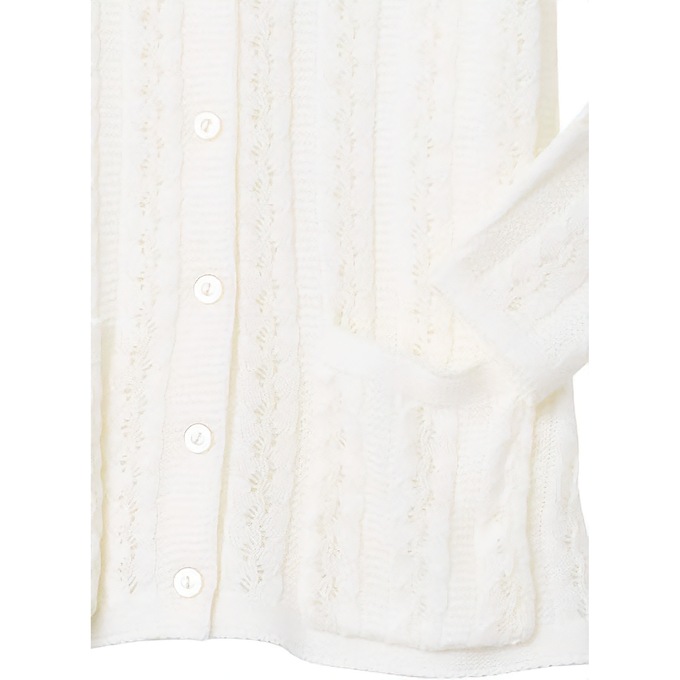 Cable Knit Cardigan, White, large