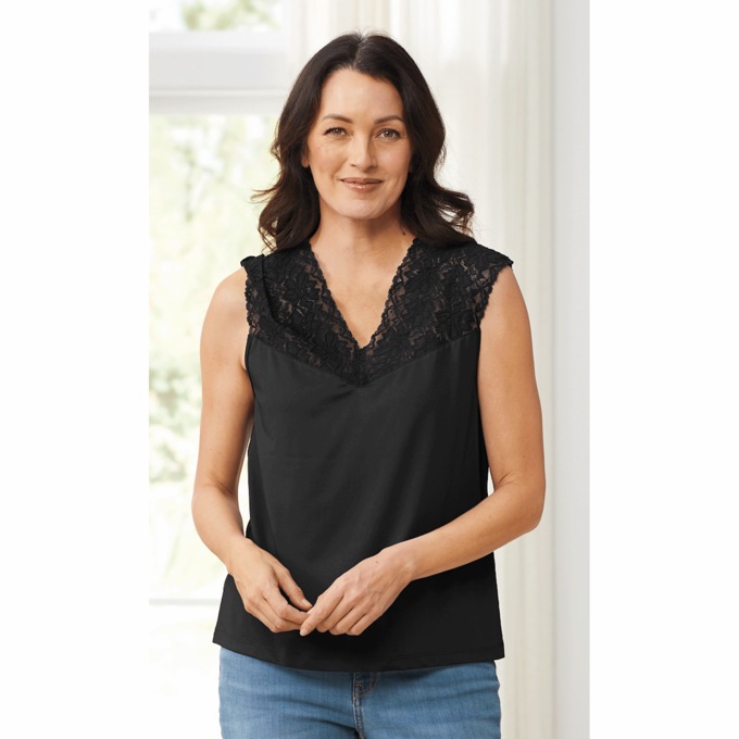 Reversible Lace Trim Cami, , large